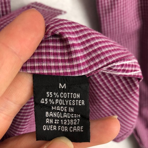 Drill Men's Size Medium Red Purple Button Down Collared Long Sleeve Shirt - Picture 8 of 10